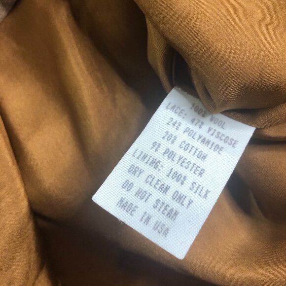 Lela Rose 100% Wool Skirt Womens 4 Brown Floral Lace A Line Lagenlook Minimalist - Picture 4 of 11